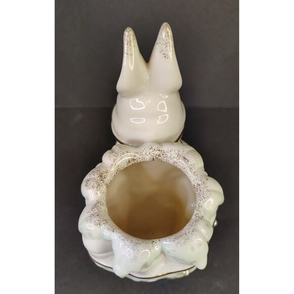 Lenox Petals and Pearls Bunny Rabbit Planter Vase, Easter Spring Carrot Bow Tie - Picture 6 of 8